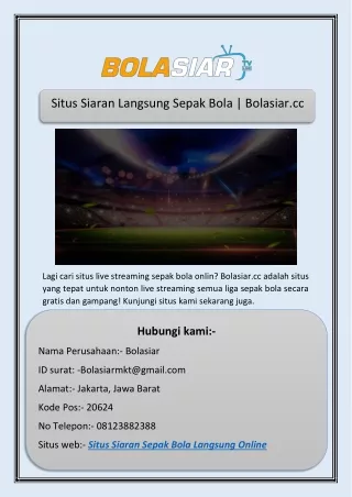 Situs Siaran Langsung Sepak Bola | Bolasiar.cc