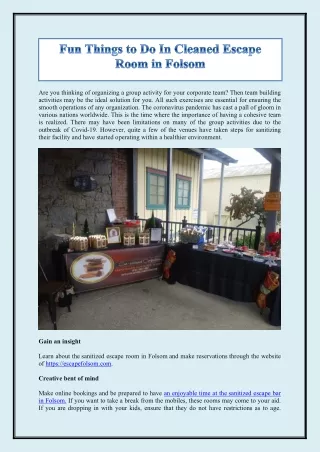 fun things to do in cleaned escape room in folsom