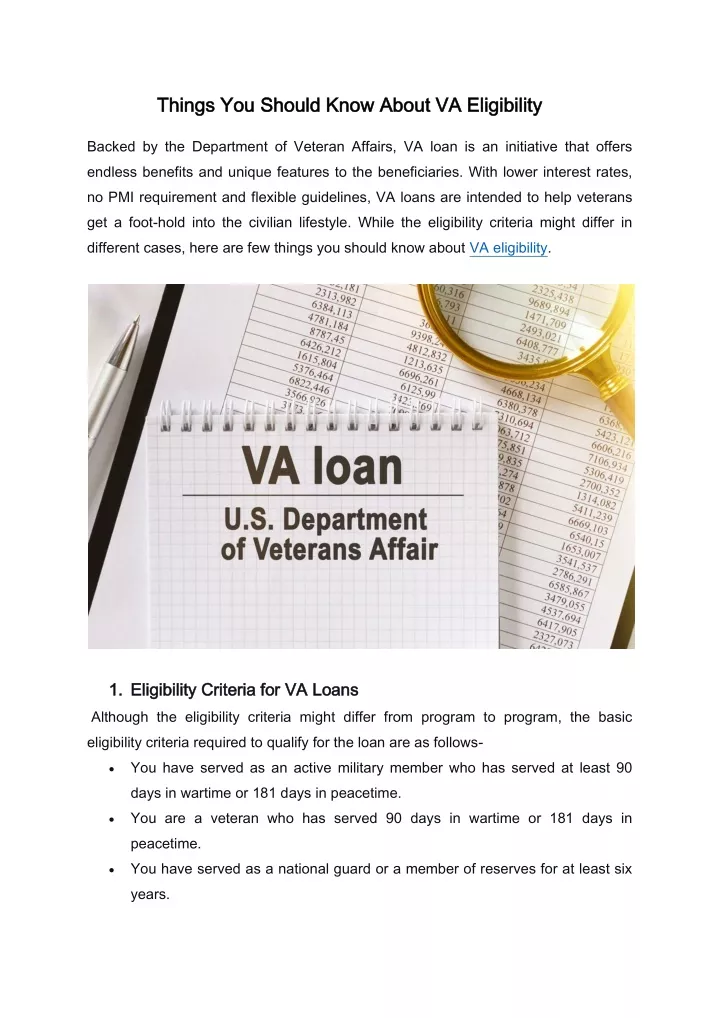 things you should know about va eligibility