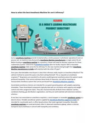 how to select the best anesthesia machine