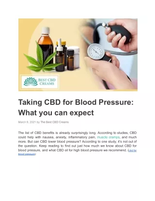 Taking CBD for Blood Pressure: What you can expect