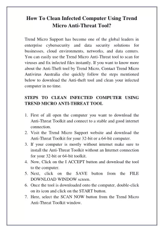 how to clean infected computer using trend micro