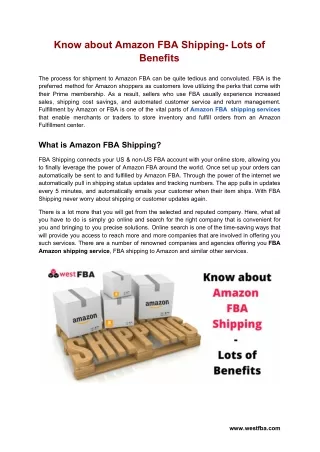 Know about Amazon FBA Shipping- Lots of Benefits