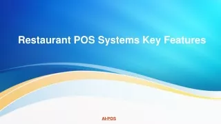 Restaurant POS Systems Key Features