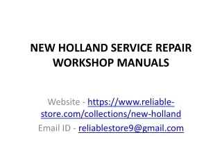 NEW HOLLAND SERVICE REPAIR WORKSHOP MANUALS