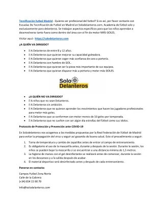 tecnificaci n futbol madrid quieres