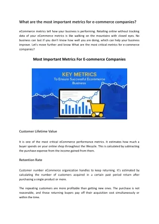 Most Important Metrics for ECommerce Companies