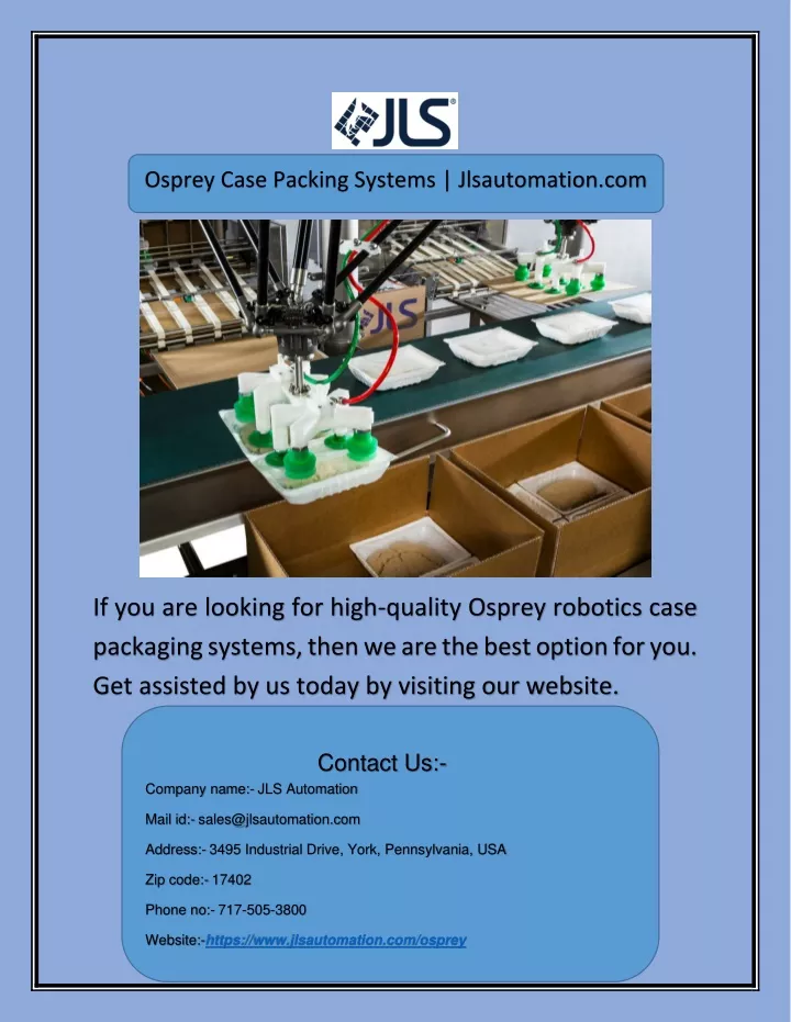 osprey case packing systems jlsautomation com