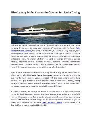 Yacht Charter in Grand Cayman
