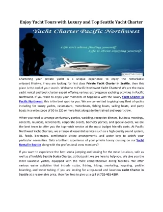 Yacht Charter in Pacific Northwest