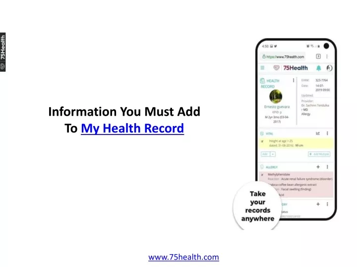 information you must add to my health record