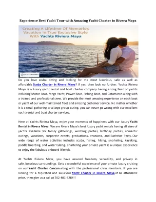Yacht Charter in Rivera Maya