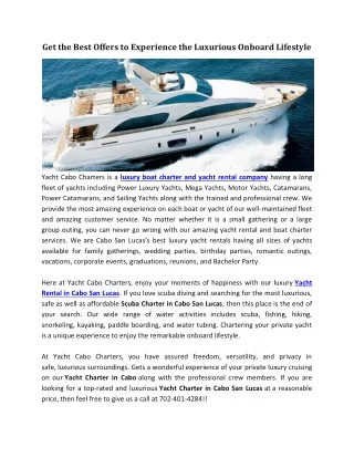 Yacht Rental in Cabo San Lucas