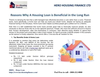 Reasons Why A Housing Loan Is Beneficial In The Long Run