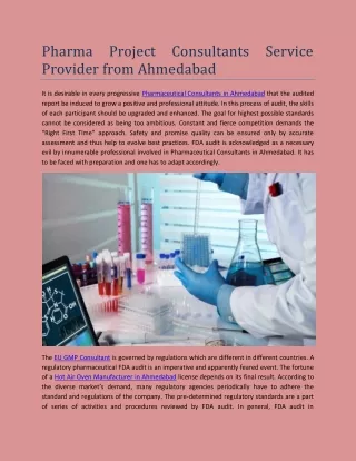 Pharma Project Consultants Service Provider from Ahmedabad