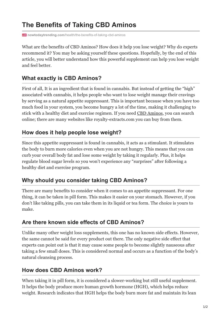 the benefits of taking cbd aminos