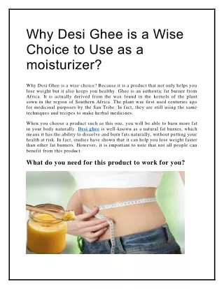 why desi ghee is a wise choice