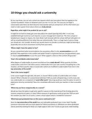 10 things you should ask a university
