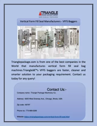 vertical form fill seal manufacturers vffs baggers