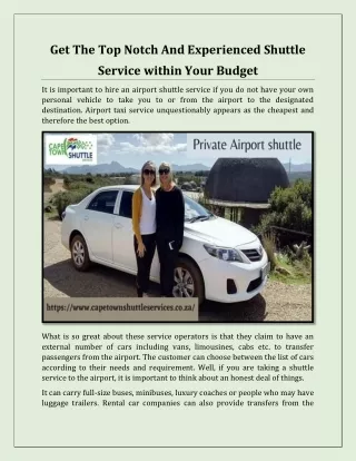 get the top notch and experienced shuttle service