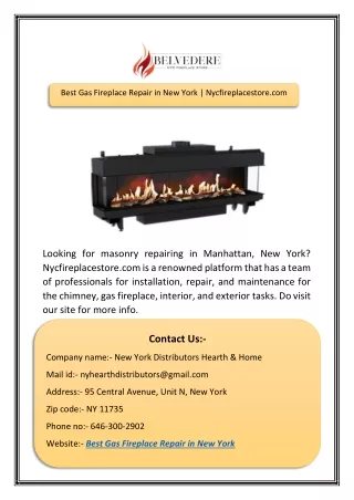 Best Gas Fireplace Repair in New York | Nycfireplacestore.com