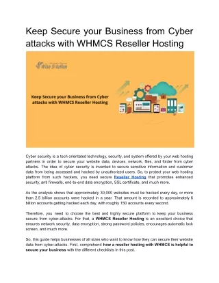 Prevent your business with Wisesolution's Linux Reseller Hosting