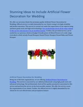 Stunning Ideas to Include Artificial Flower Decoration for Wedding