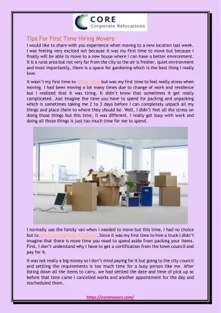 tips for first time hiring movers i would like