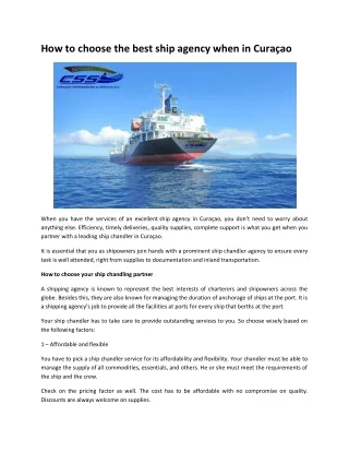 how to choose the best ship agency when in cura ao