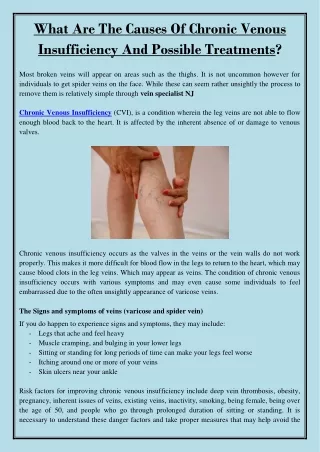 what are the causes of chronic venous