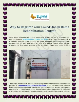 Why to Register Your Loved One in Rama Rehabilitation Centre?