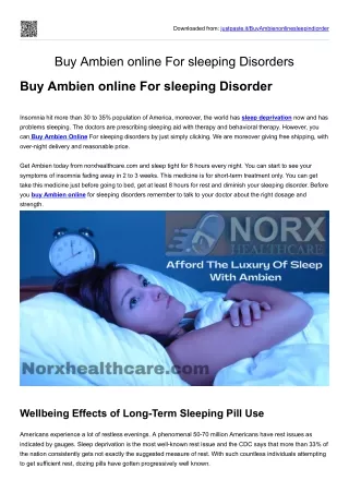 Buy Ambien online For sleeping Disorders