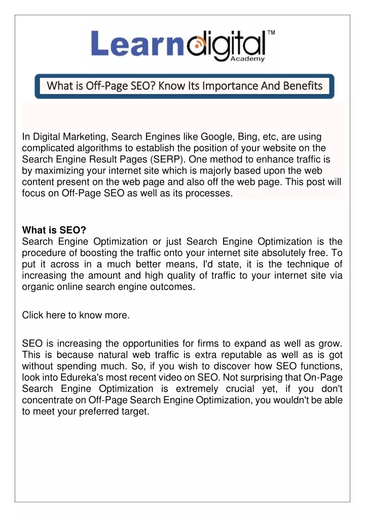 what is off what is off page seo know