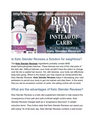 Keto Slender Reviews