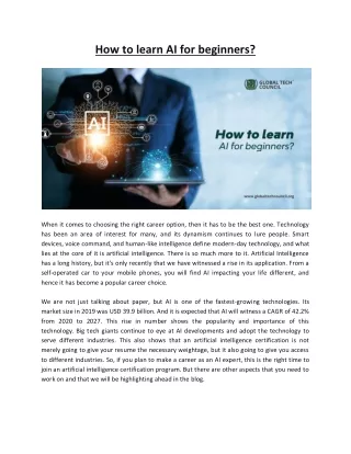 how to learn ai for beginners