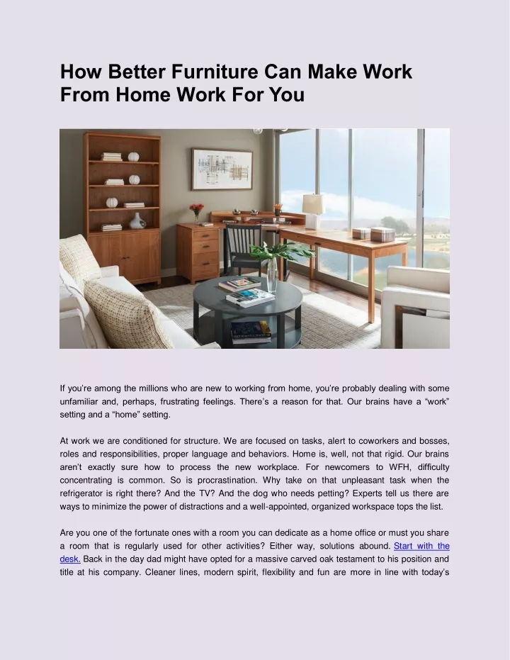 how better furniture can make work from home work