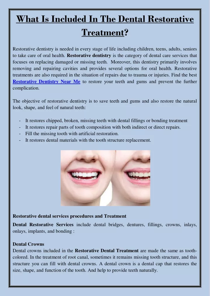 what is included in the dental restorative