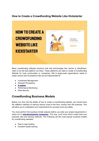 how to create a crowdfunding website like
