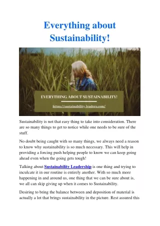 Everything about Sustainability!