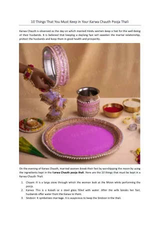10 10 things that you must keep in your karwa