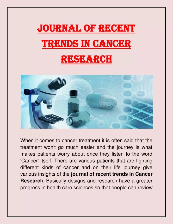 journal of journal of r recent t trends in cancer