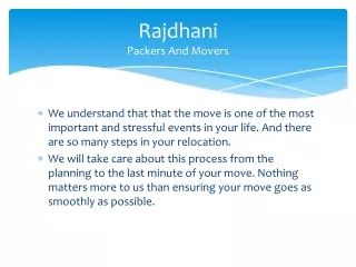 Rajdhani Packers and Movers in Delhi