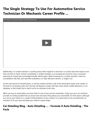 the single strategy to use for automotive service