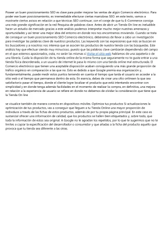 Posicionamiento SEO en Tienda On line