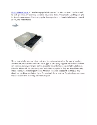 custom sleeve boxes i n canada are popularly