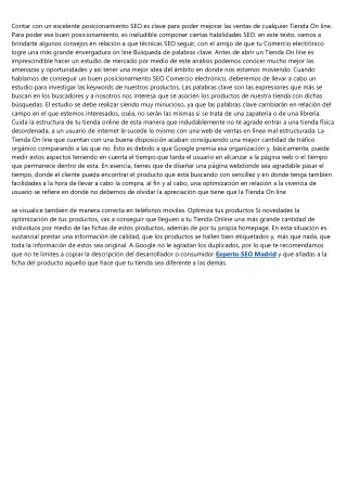 Posicionamiento Web en Tienda Online