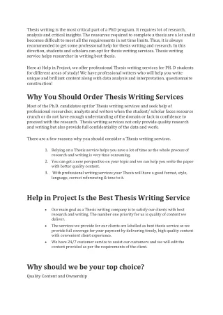 Significance of thesis writing