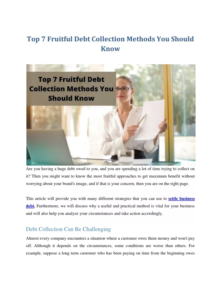 top 7 fruitful debt collection methods you should