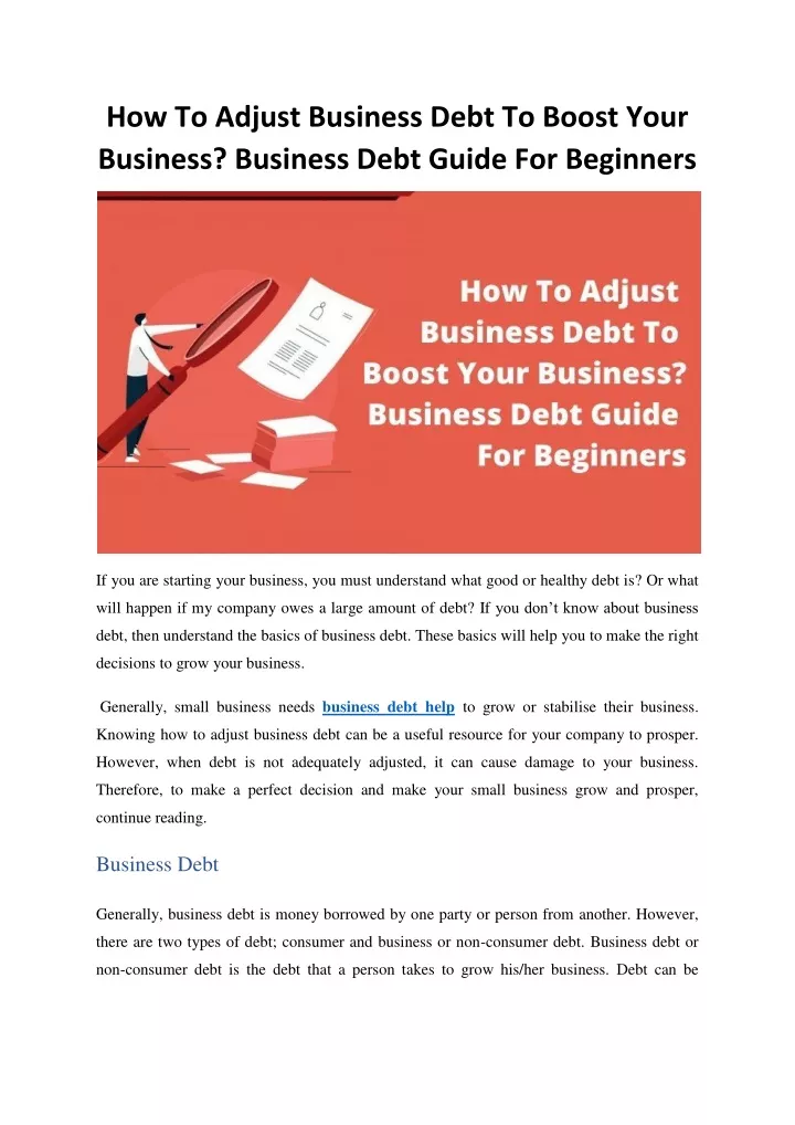 how to adjust business debt to boost your