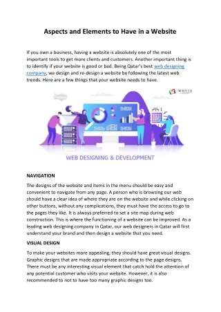 aspects and elements to have in a website